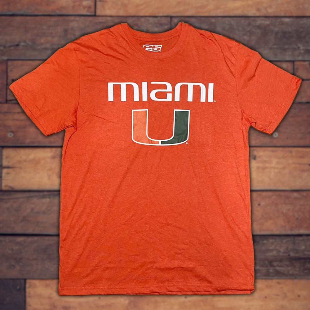E5 Collegiate Collection University of Miami Orange T-Shirt Adult XL Miami Logo